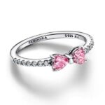 Pandora Sterling Silver Sparkling Pink Bow Ring - Macy's