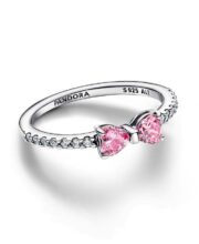 Pandora Sterling Silver Sparkling Pink Bow Ring - Macy's