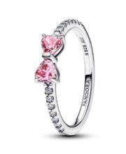 Pandora Sterling Silver Sparkling Pink Bow Ring - Image 2