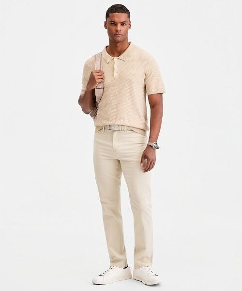 Alfani Men Basketweave Short-Sleeve Polo Sweater