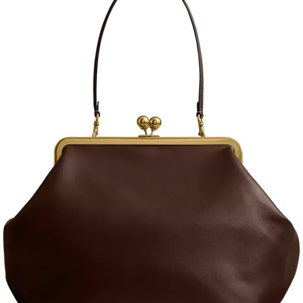COACH Kisslock Large Leather Frame Bag