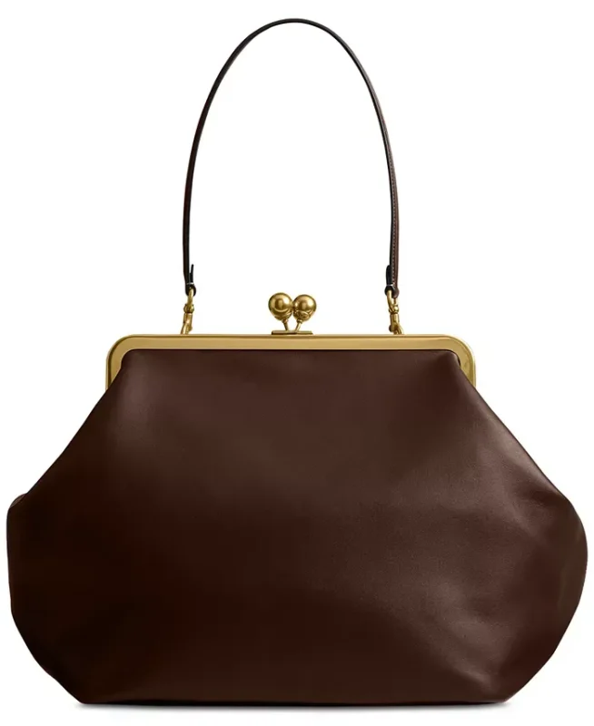 COACH Kisslock Large Leather Frame Bag