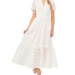 CeCe Women's Short-Sleeve Elastic Waistband Maxi Dress