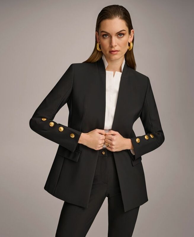 Donna Karan New York Women's Button-Sleeve Blazer, Regular & Petite.