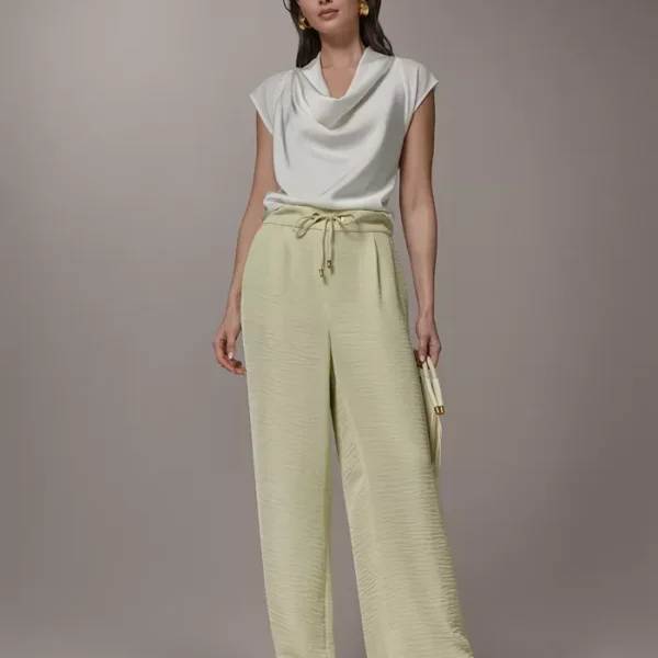 Donna Karan New York Women's Collared Jacket and Ripple Wide-Leg Pants.