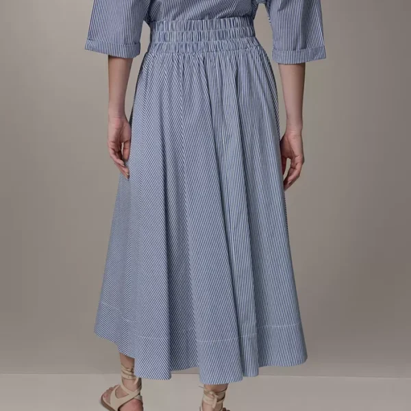 Donna Karan Weekend Women Striped Boat Neck Top and Striped Pull-On Maxi Skirt.