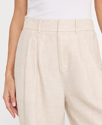 Good American Women's Linen Mid-Rise Wide-Leg Trousers Pant.