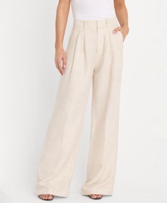 Good American Women's Linen Mid-Rise Wide-Leg Trousers Pants