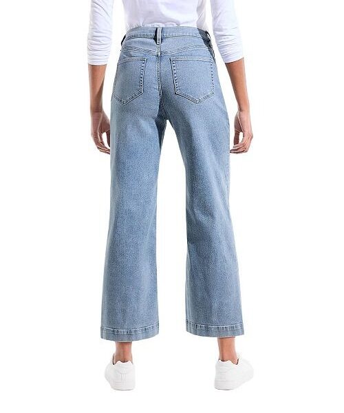 Lands' End Petite Recover Denim High Rise Wide Leg Crop Jean.