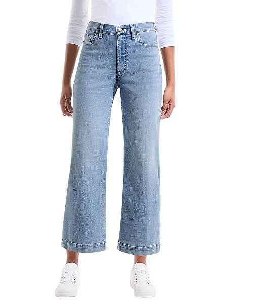Lands' End Petite Recover Denim High Rise Wide Leg Crop Jeans