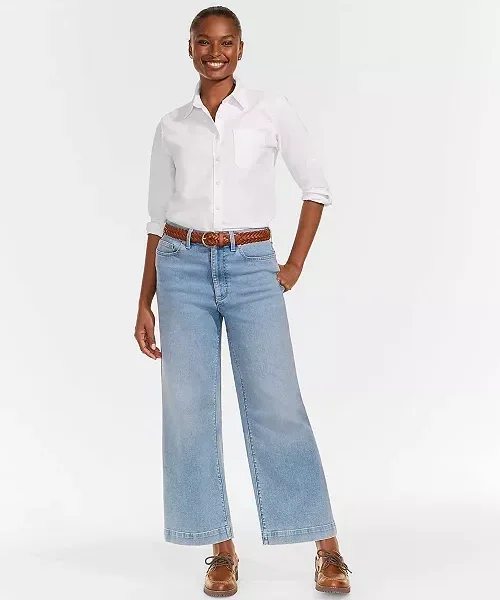 Lands' End Petite Recover Denim High Rise Wide Leg Crop Jeans.