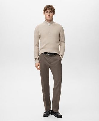 Mango Men's Zip Neck Ribbed Sweaters