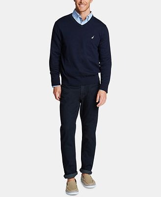 Nautica Mens Navtech Performance Classic-Fit Soft V-Neck Sweater.