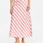 On 34th Women's Stripe Linen Blend Side Slit Skirt
