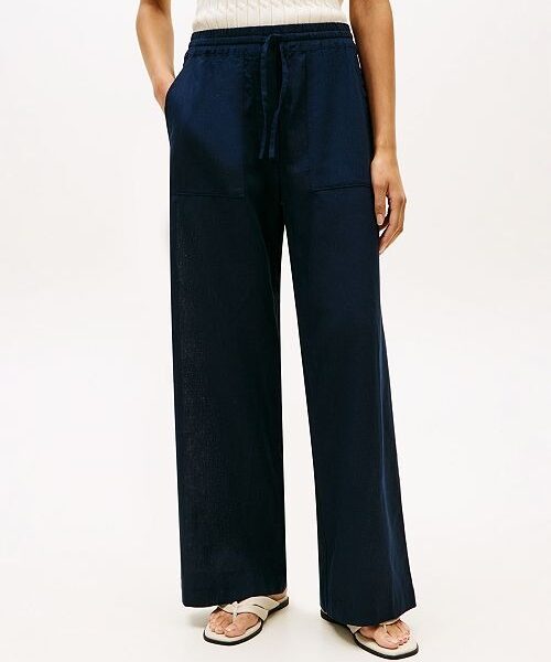 Tommy Hilfiger Women's Linen Wide-Leg Pull-On Pants